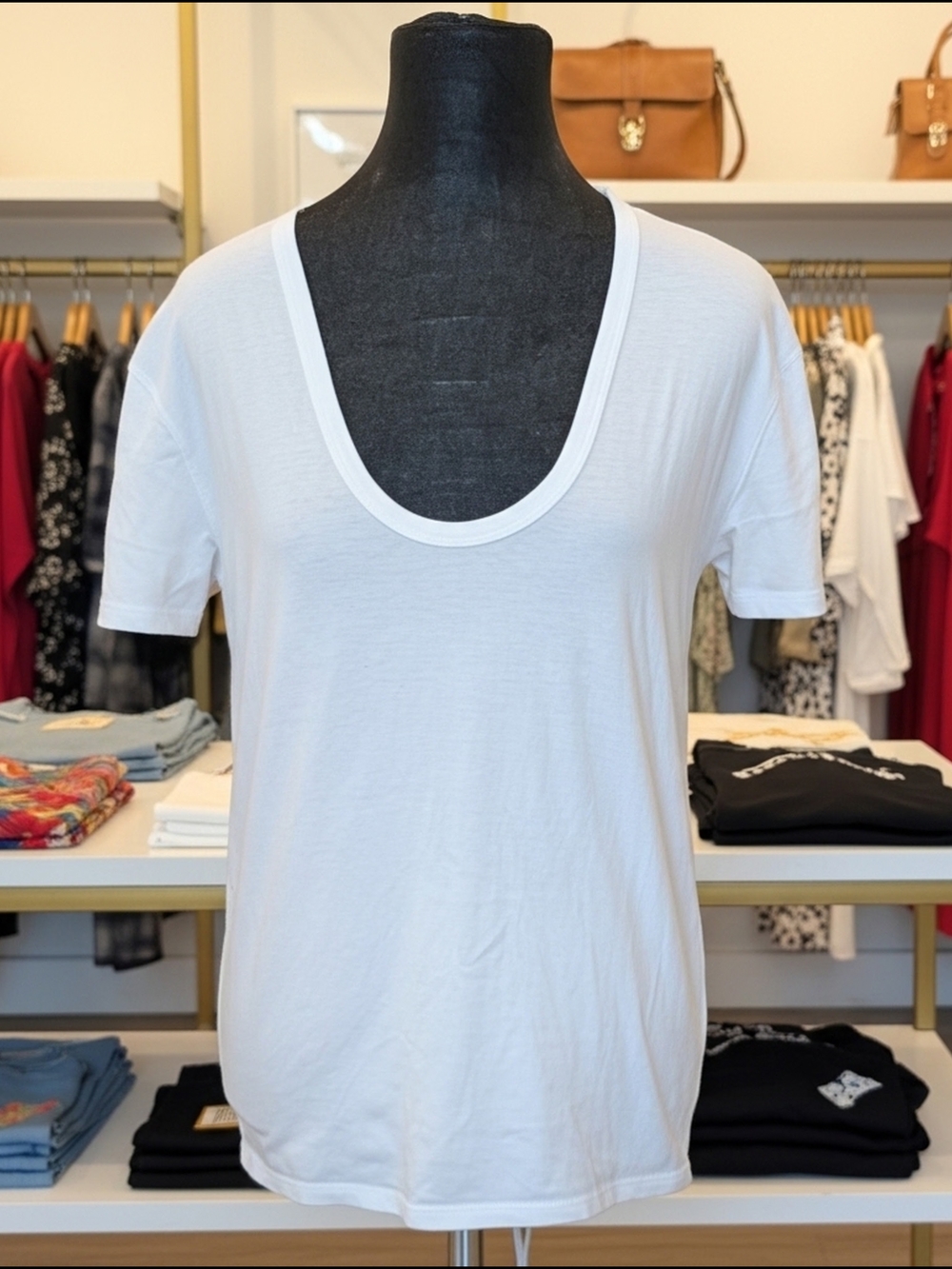 AG Adriano Goldschmied Henson Women's White Scoop Neck Short Sleeve T-Shirt XS